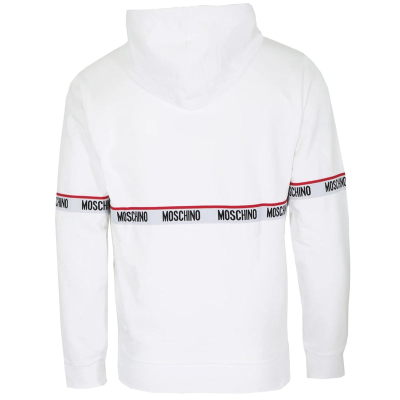 Moschino Branded Taped Chest White Hoodie XS