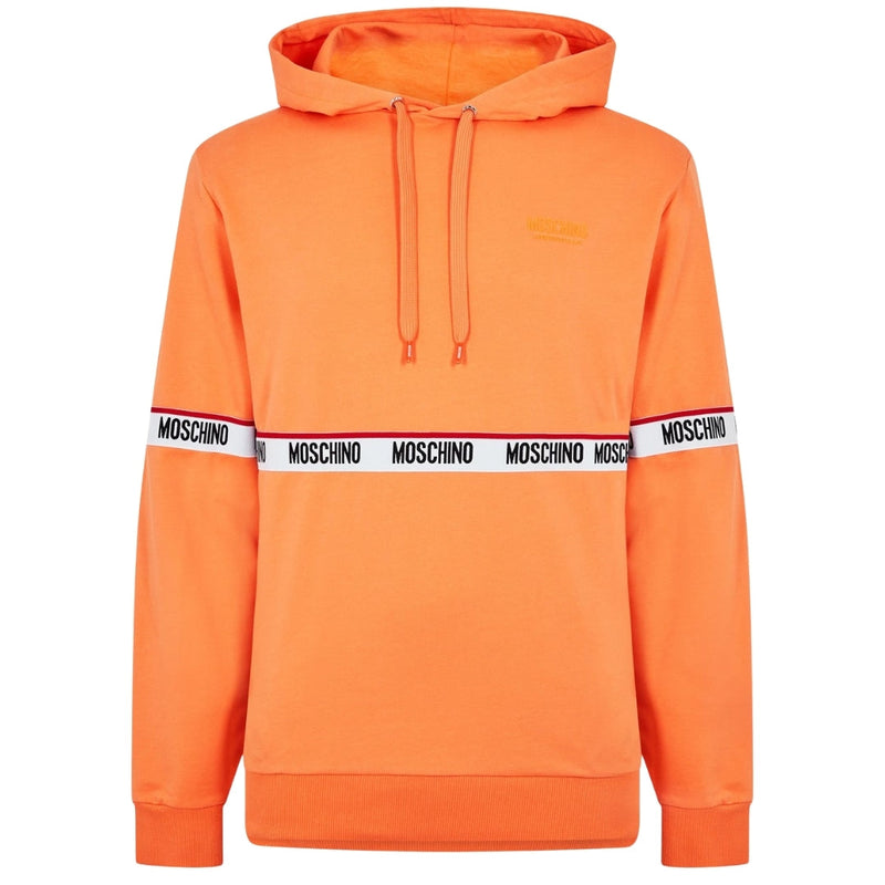 Moschino Branded Taped Chest Orange Hoodie XS