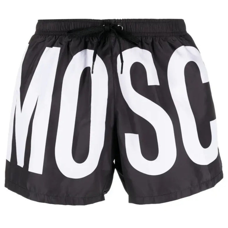 Moschino Brand Print Logo Black Short Swim Shorts XS