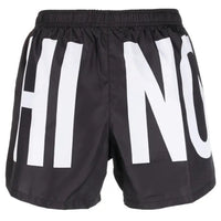 Moschino Brand Print Logo Black Short Swim Shorts XS