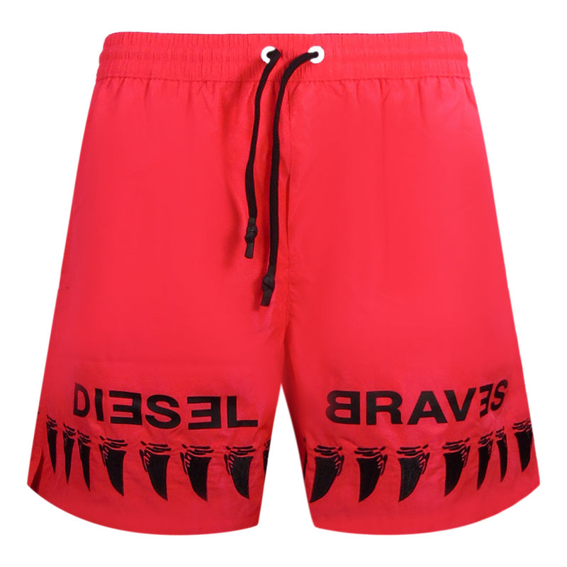 Diesel Shark Tooth Design Brave Red Swim Shorts S