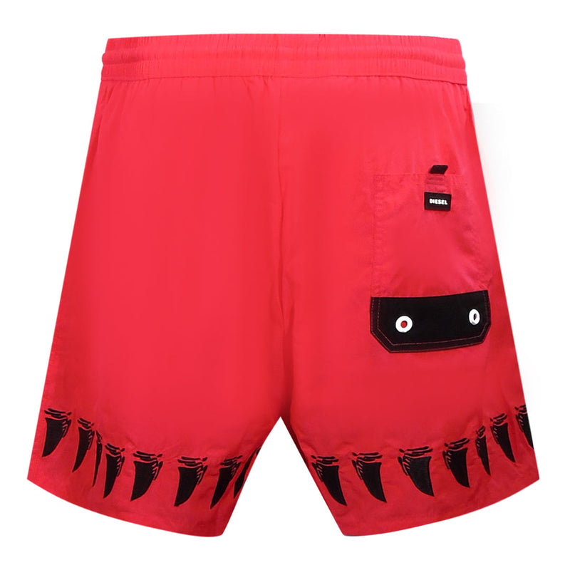 Diesel Shark Tooth Design Brave Red Swim Shorts S