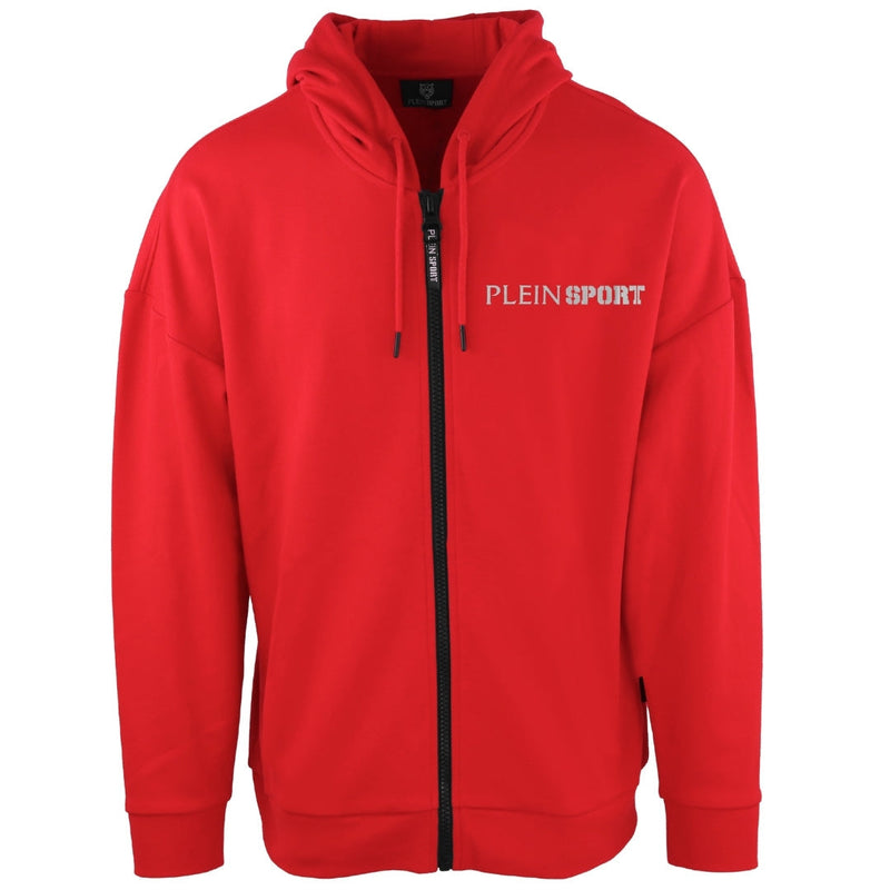 Plein Sport Logo On Back Zip-Up Red Hoodie S