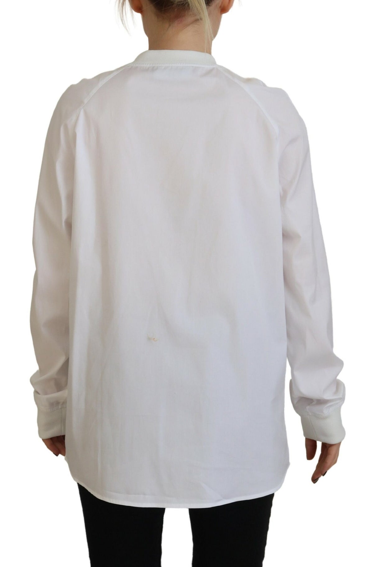 Dsquared² White Cotton Button Down Long Sleeves Crewneck Top