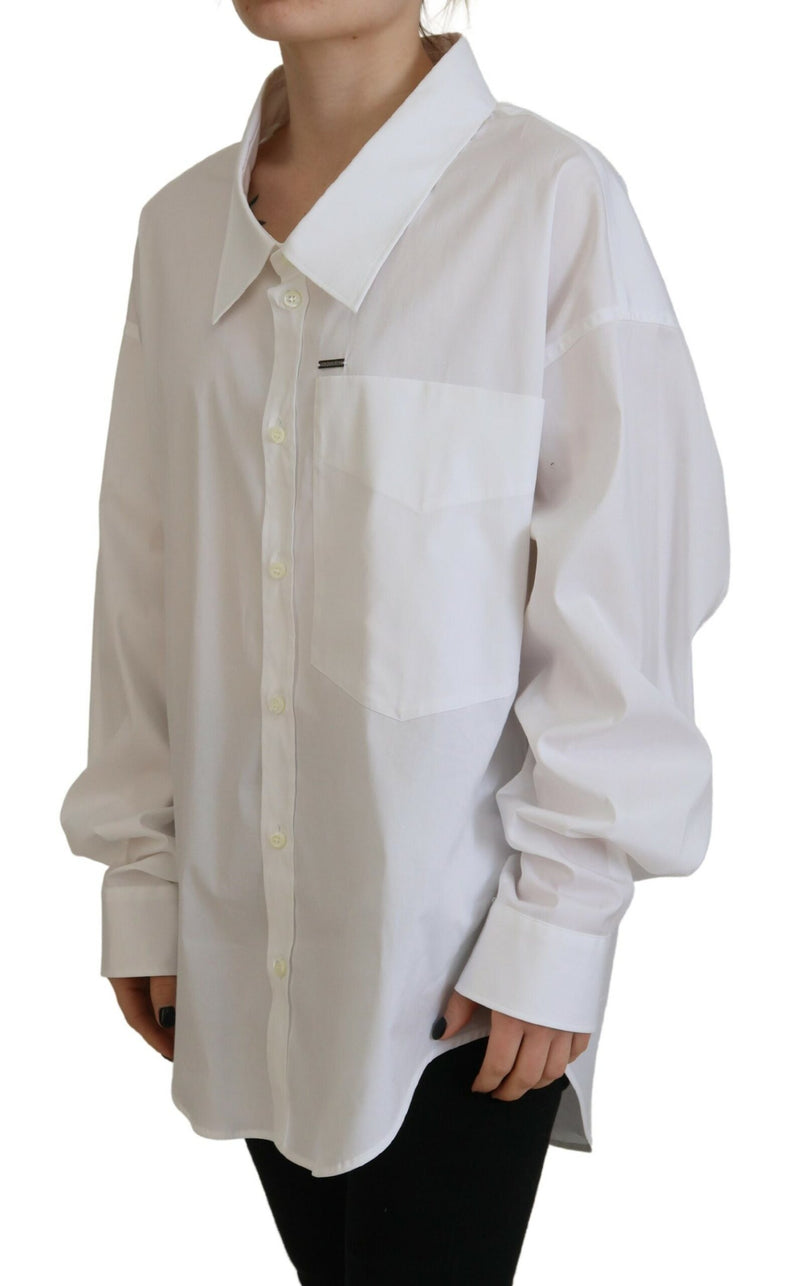 Dsquared² White Cotton Button Down Collared Dress Shirt Top