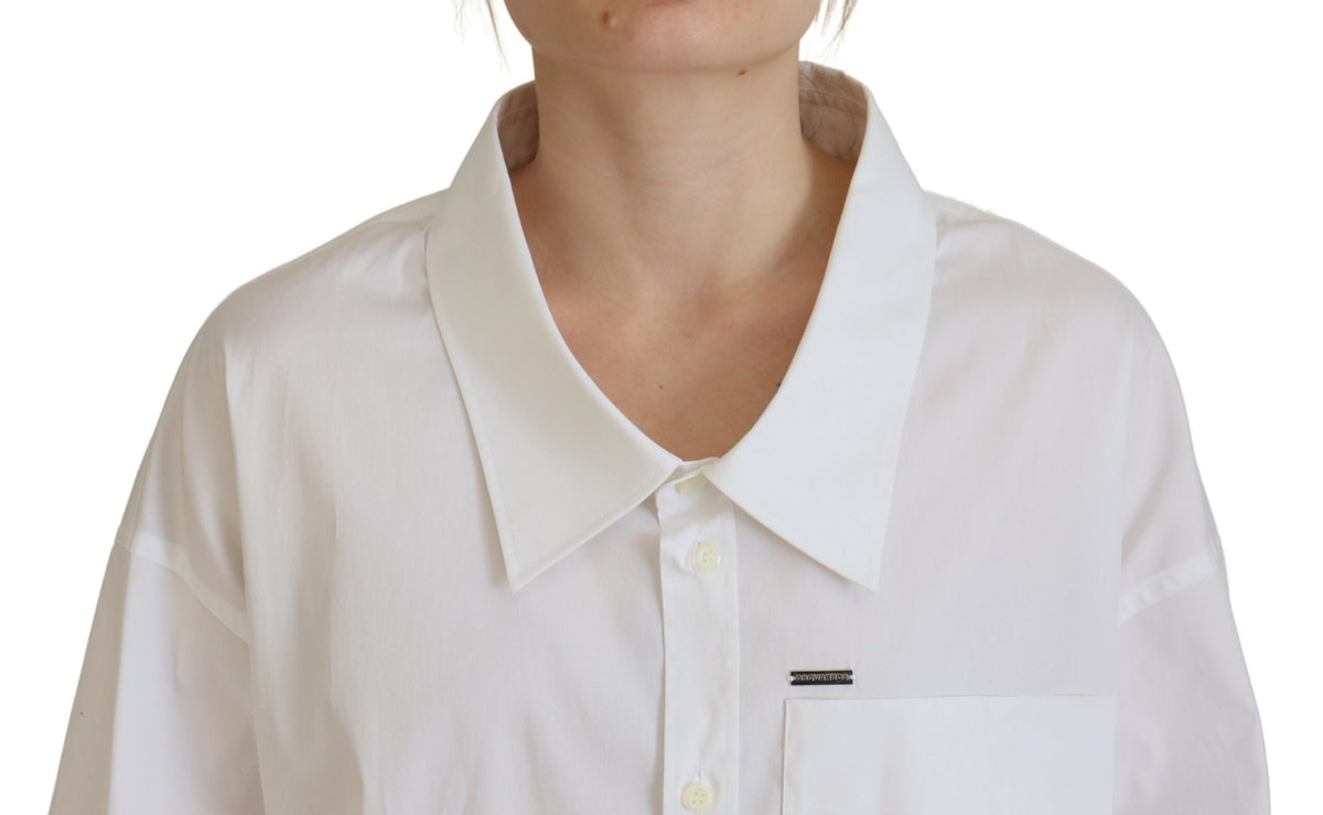 Dsquared² White Cotton Button Down Collared Dress Shirt Top