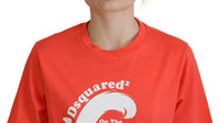 Dsquared² Orange Logo Cotton Crewneck Short Sleeve T-shirt