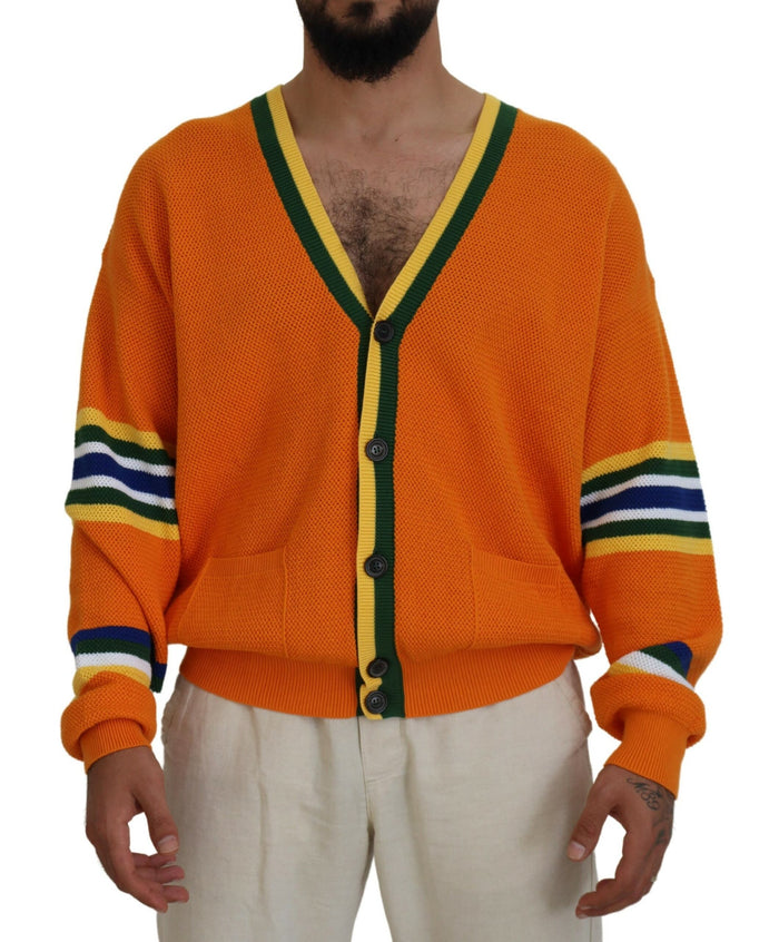Dsquared² Orange Cotton Long Sleeves Men Cardigan Sweater