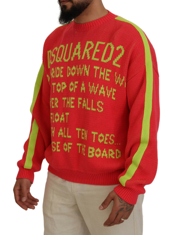 Dsquared² Orange Cotton Printed Long Sleeves Pullover Sweater