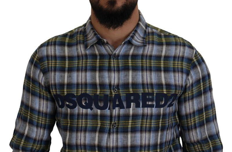 Dsquared² Multicolor Checkered Casual Men Long Sleeves Shirt