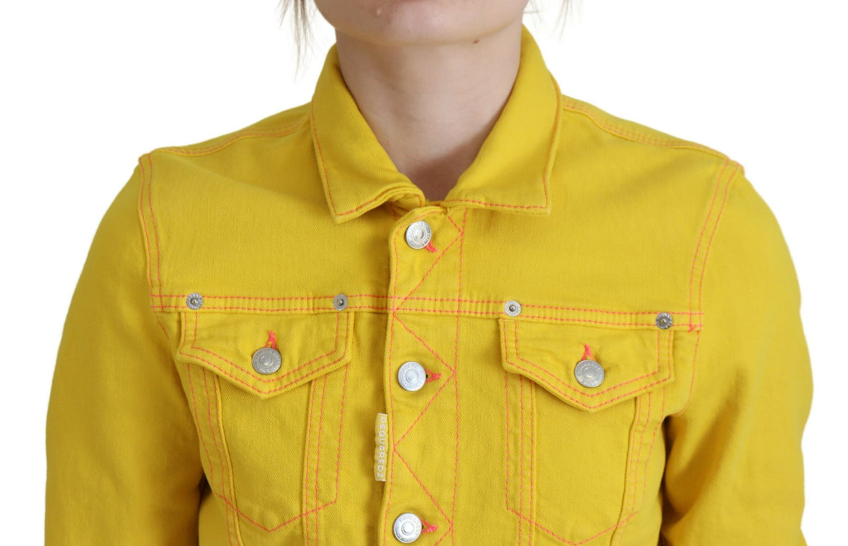 Dsquared² Yellow Collared Long Sleeves Denim Jacket