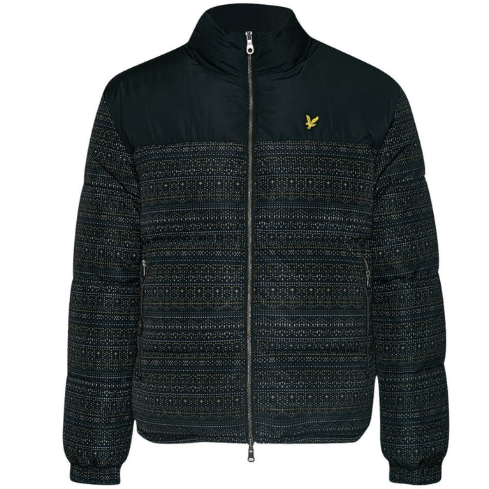 Lyle & Scott Fair Isle Reversible Black Puffer Jacket XS