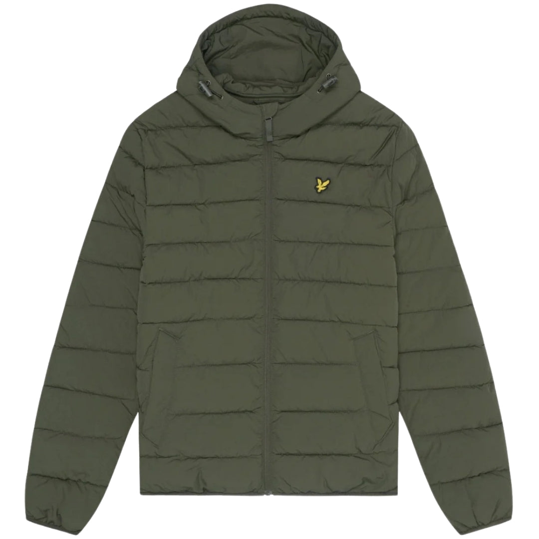 Lyle & Scott Branded Logo Hooded Olive Green Puffer Jacket S