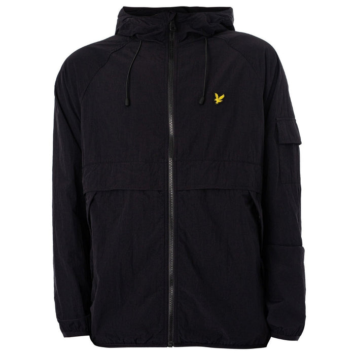 Lyle & Scott Branded Jet Black Hooded Winbreaker Jacket S