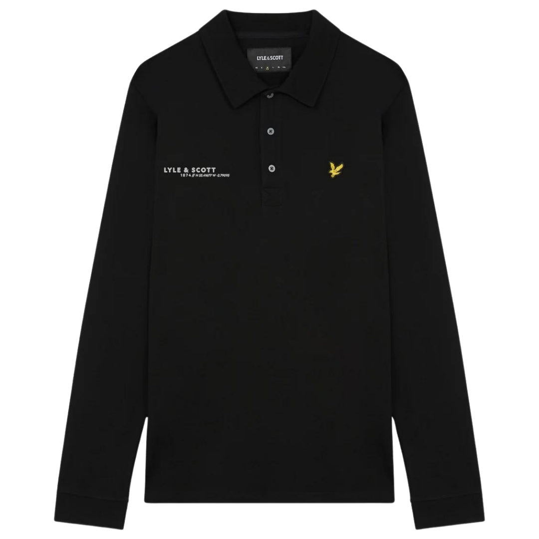 Lyle & Scott Jet Black Plain Long Sleeved Polo Shirt