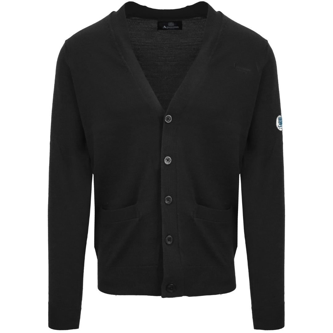 Aquascutum Black Button-Up Cardigan S