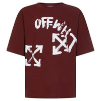 Off-White Skate Fit Paint Script Burgundy T-Shirt XS