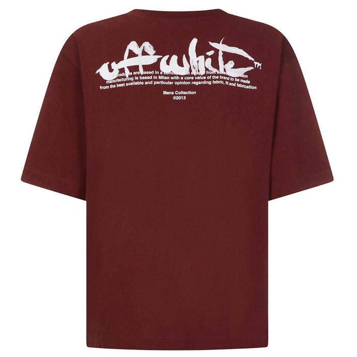 Off-White Skate Fit Paint Script Burgundy T-Shirt XS