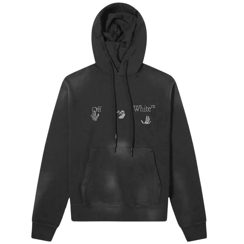 Off-White OW Logo Vintage Black Slim Fit Hoodie M