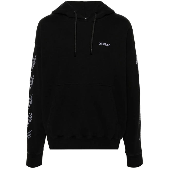 Off-White Stitch Diag Design Skate Fit Black Hoodie M