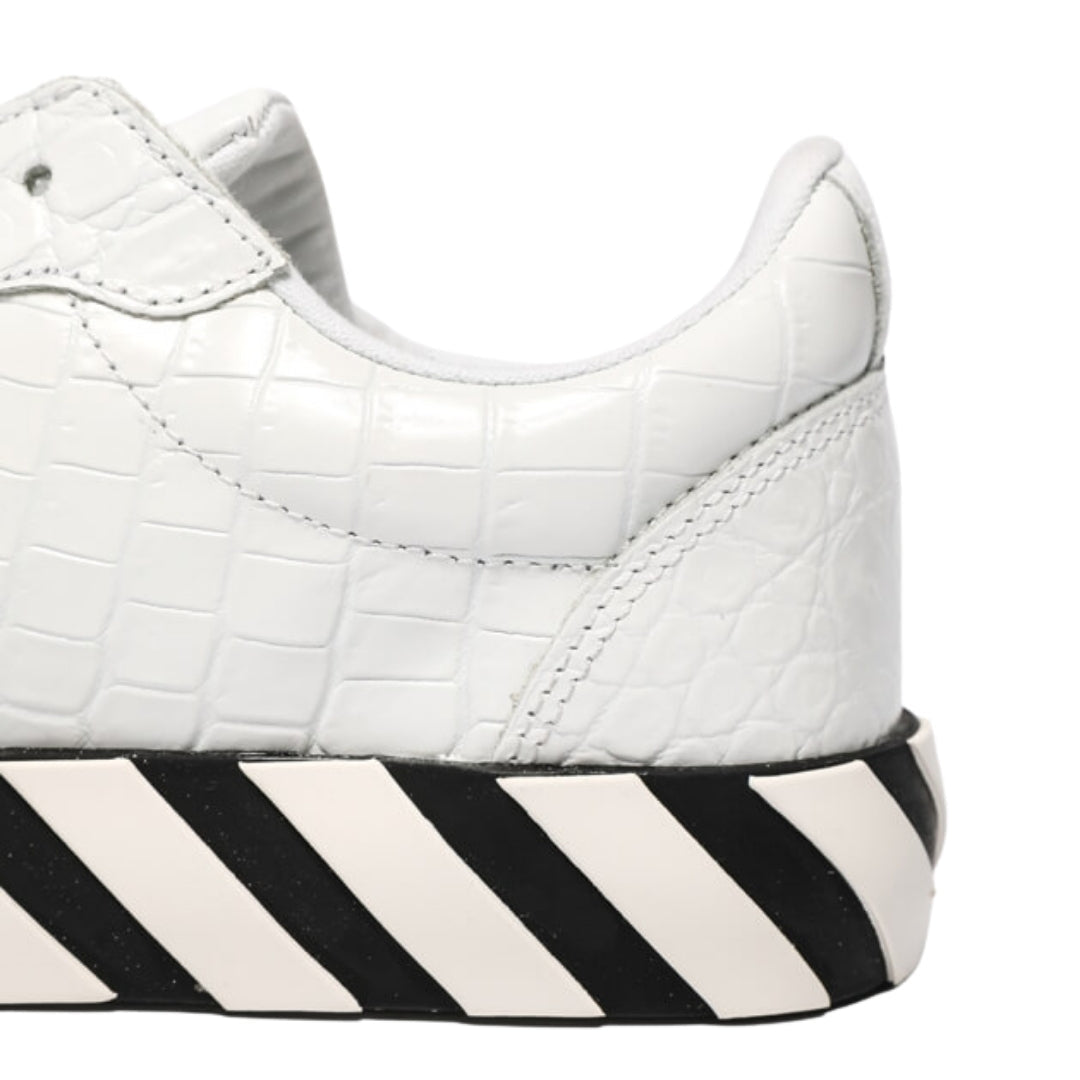 Off White Low Vulcaniized Croco Leather White Sneakers