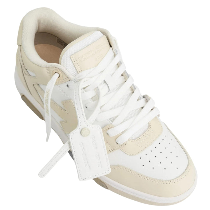 Off White Out Of Office Beige Leather Sneakers