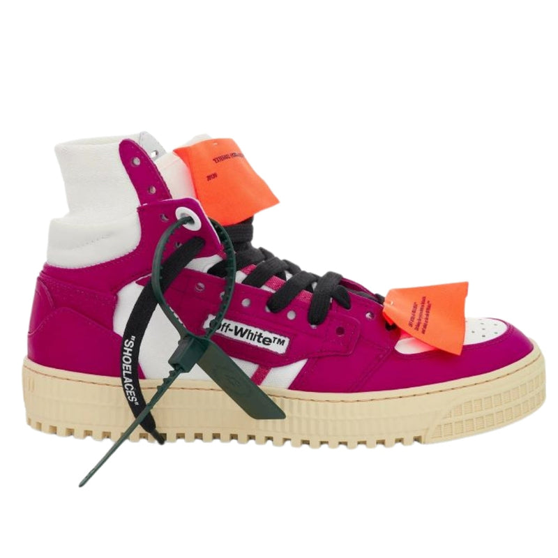 Off White Off Court 3.0 Fuchsia High Top Leather Sneakers