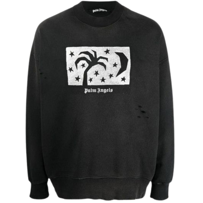 Palm Angels Nightsky Design Black Sweatshirt S