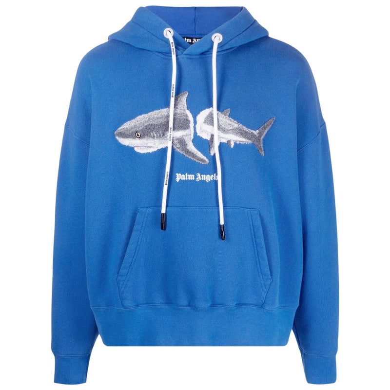 Palm Angels Shark Logo Bright Blue Hoodie L