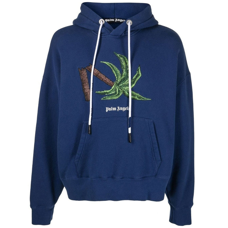 Palm Angels Broken Palm Tree Navy Blue Hoodie L