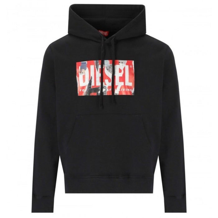 Diesel Torn Logo Black Hoodie S