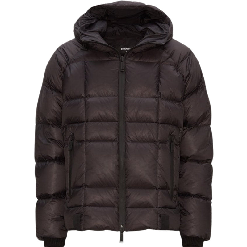 Dsquared2 Printed Logo Black Hooded Down Jacket M