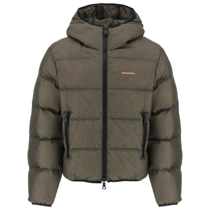 Dsquared2 Ripstop Military Green Hooded Down Jacket M