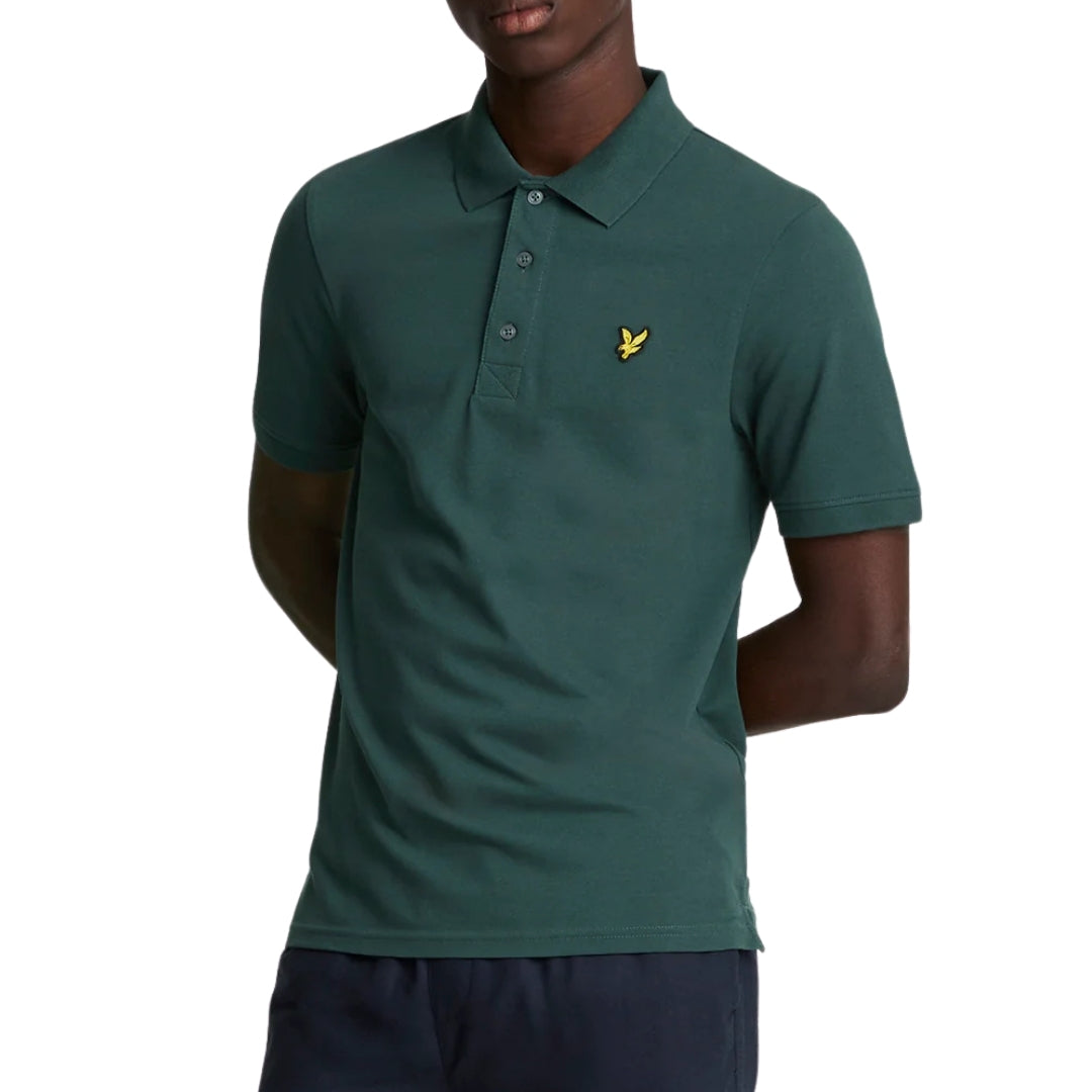 Lyle & Scott Branded Chest Logo Argyle Teal Green Polo Shirt M