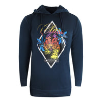 Cavalli Class Diamond Tiger Design Navy Blue Hoodie M