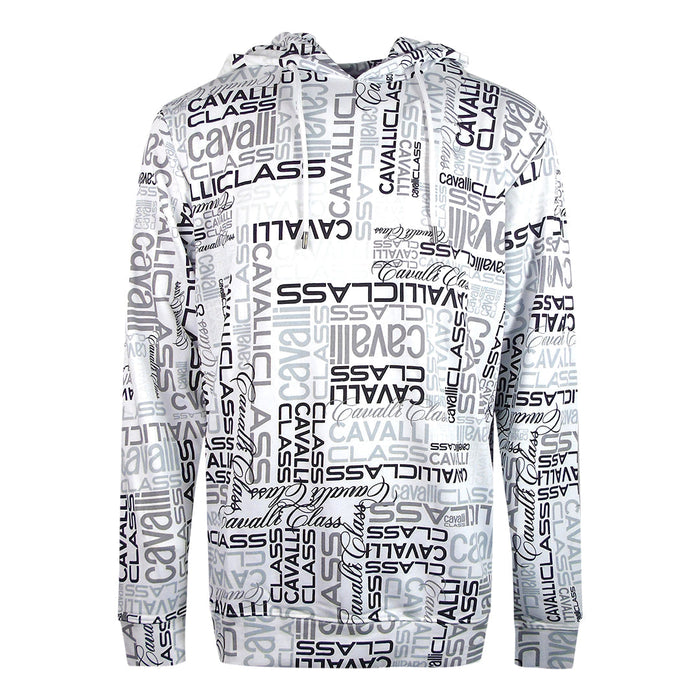 Cavalli Class Multi Logo White Hoodie M