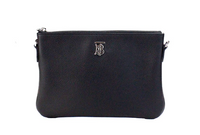 Burberry Peyton Monogram Black Leather Pouch Crossbody Bag Purse