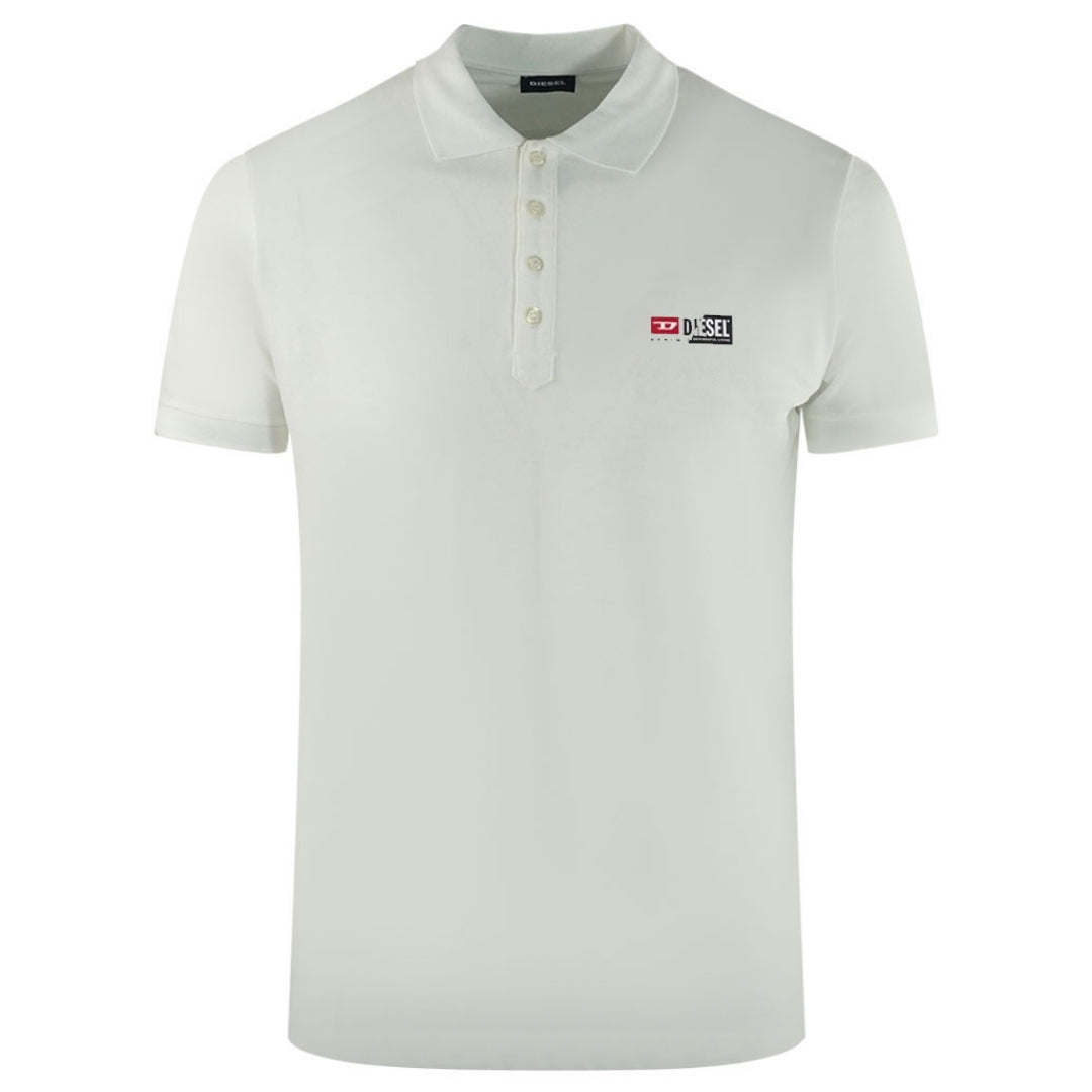 Diesel Brand Logo White Polo Shirt S