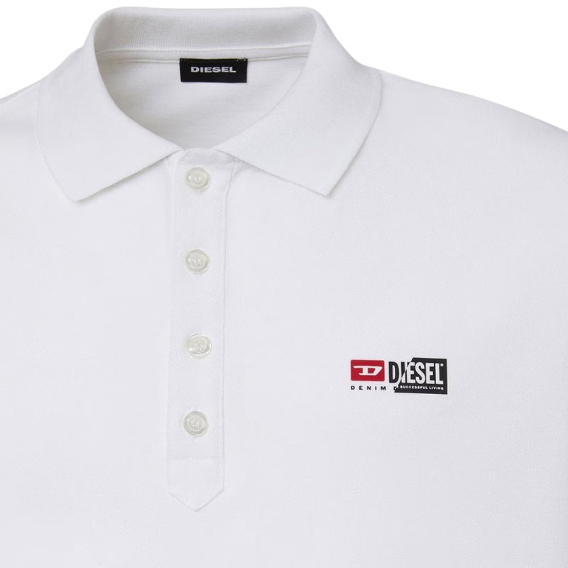 Diesel Brand Logo White Polo Shirt S