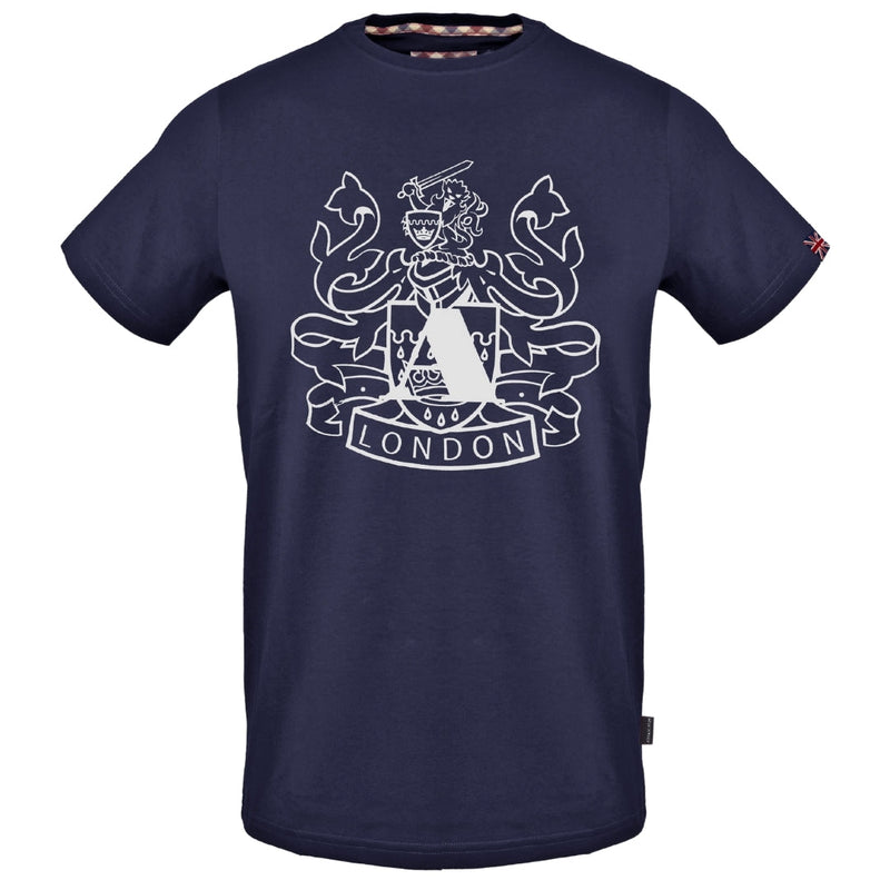 Aquascutum Large Shield Aldis Logo Navy Blue T-Shirt S