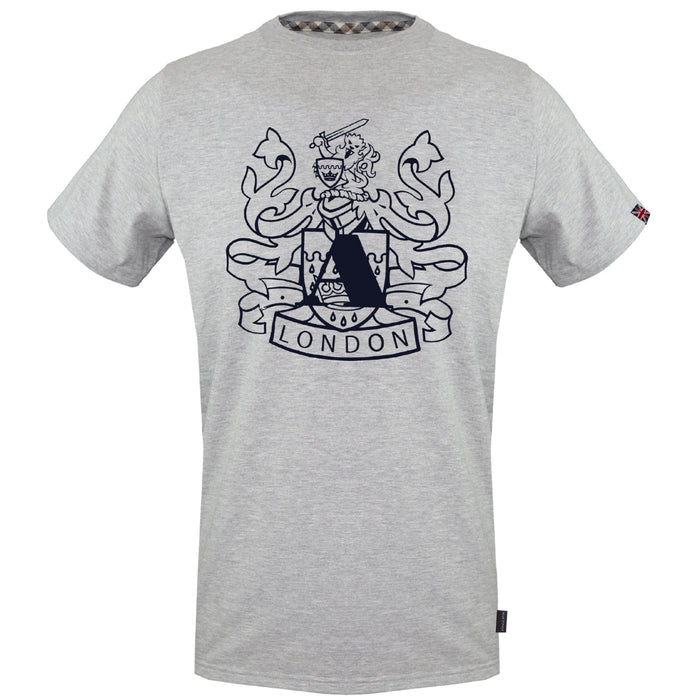 Aquascutum Large Shield Aldis Logo Grey T-Shirt S