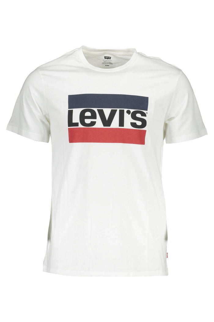 Levi's Crisp White Crew Neck Cotton Tee with Logo Print