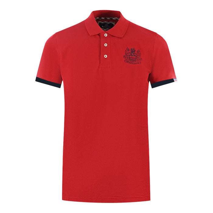 Aquascutum Mens P00223 52 Polo Shirt Red