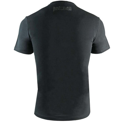 Just Cavalli Snake Wrapped Logo Black T-Shirt