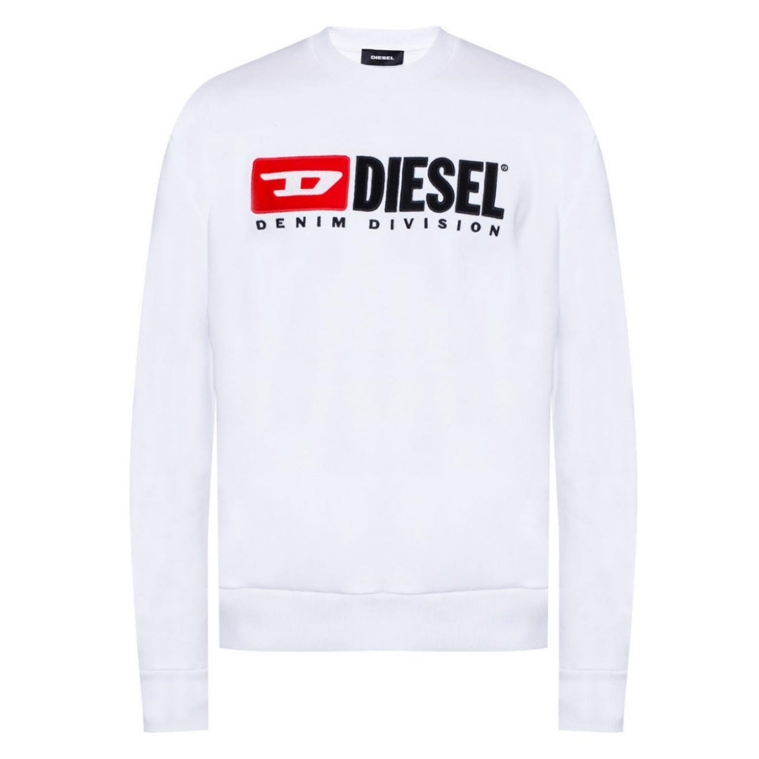 Diesel Mens Sweater S Crew Division 100 White