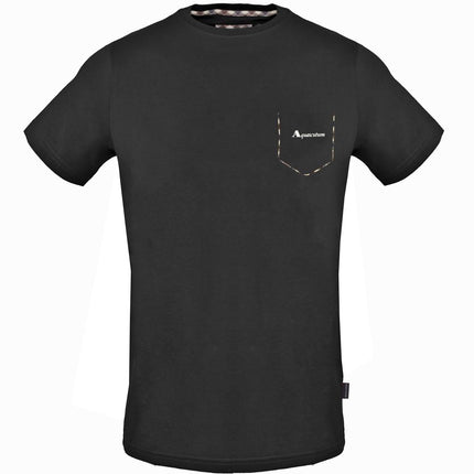 Aquascutum TSIA07 99 Black T-Shirt - Style Centre Wholesale
